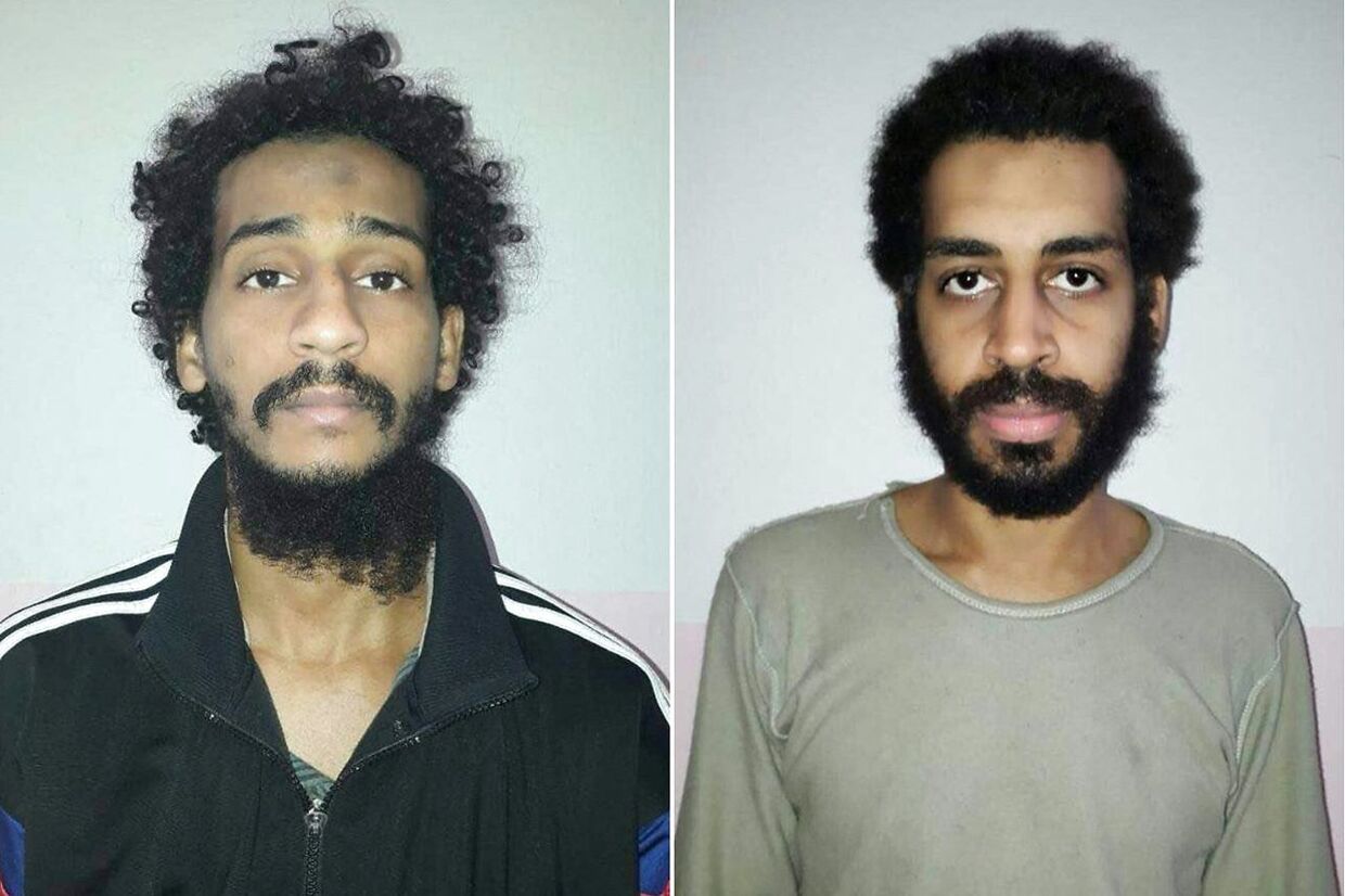 El Shafee el-Sheikh (til venstre) and Alexanda Kotey (til højre), da de blev anholdt. De var begge medlemmer af IS. Begge var medlemmer af torturgruppen The Beatles, der stod for vestlige fanger i IS.