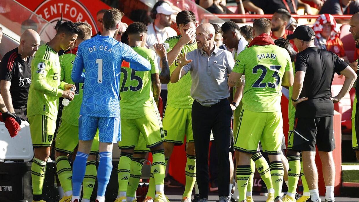 Frustrationen var tydelig hos den hollandske United-træner, Erik ten Hag, under kampen mod Brentford lørdag.