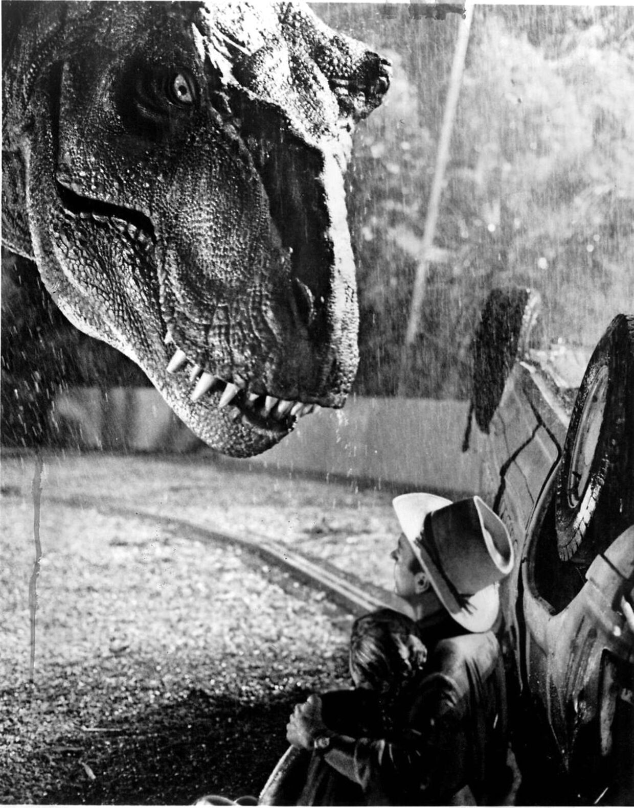 Et billede fra den ikoniske 'Jurassic Park'.