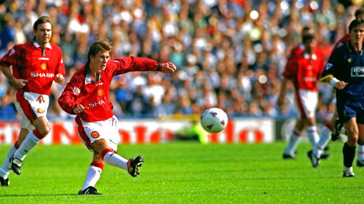 Det var i denne kamp mellem Wimbledon og Manchester United i 1996, at Beckham fik sit helt store gennembrud.