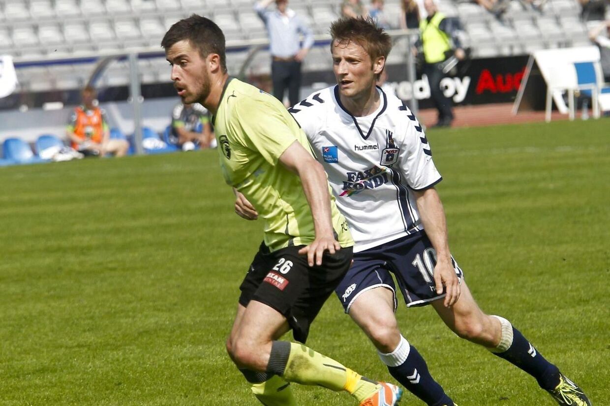 Martin Mikkelsen (tv.) er ny mand i Hobro. Han kommer fra 1. divisionsklubben FC Fredericia.