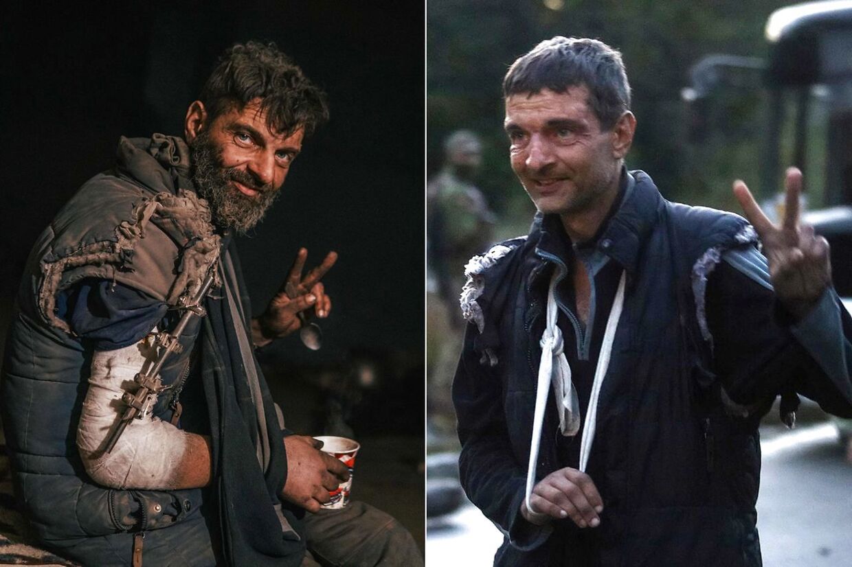 Mykhailo Dianov lige før og lige efter tilfangetagelsen.