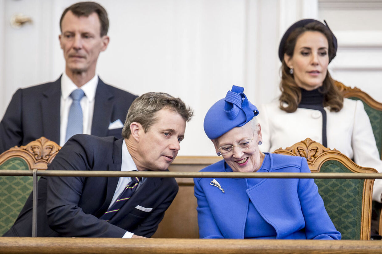 Prins Joachim og prinsesse Marie deltog senest ved Folketingets åbning i 2018. Her med kronprins Frederik og dronning Margrethe.