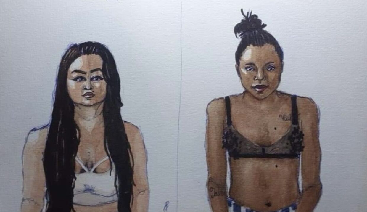 Anna tegnede nogle af de indsatte kvinder, mens hun var i fængslet i Panama. Her to af dem.