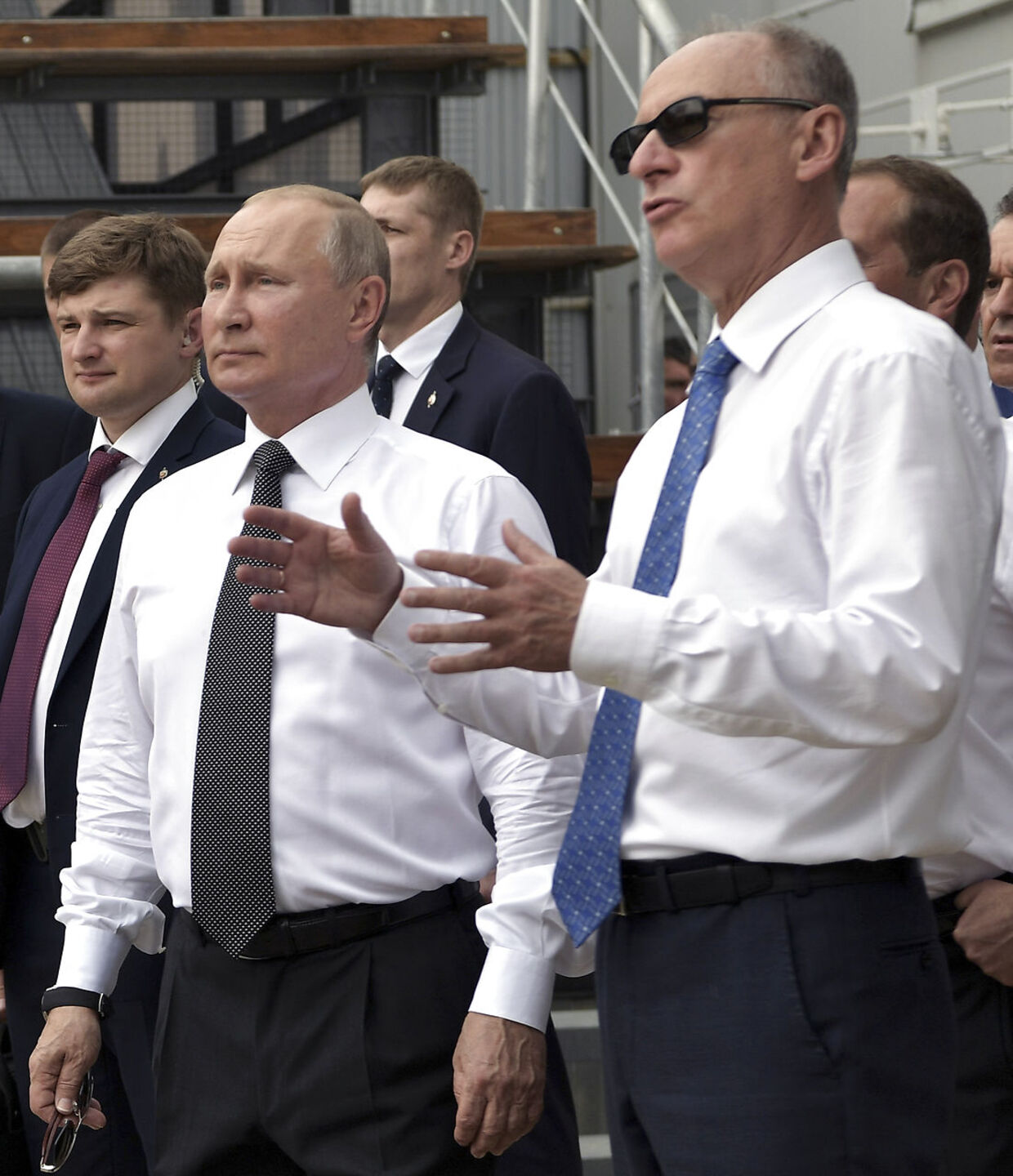 Arkivfoto af Nikolaj Patrusjev med Vladimir Putin i 2019.