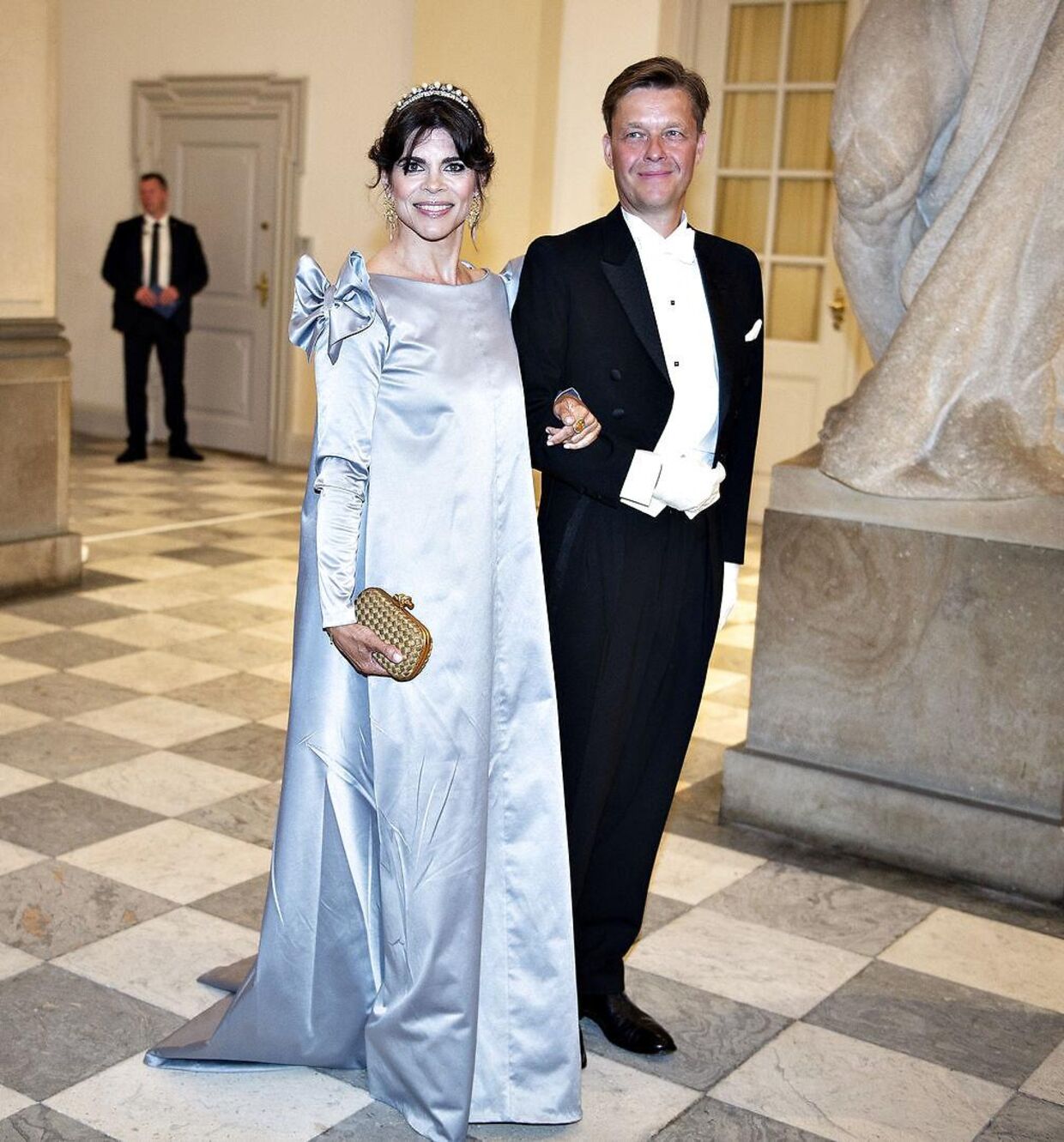 Ellen Hillingsø med sin mand, Christoffer Castenskiold, ved gallataffel i anledning af kronprins Frederiks 50-års fødselsdag i 2018.