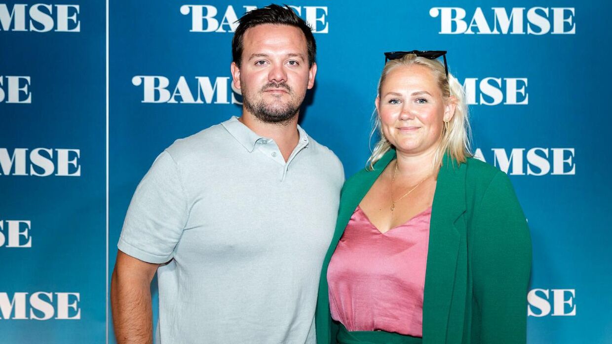 Cecilie Schmeichel med ægtemanden Joakim Pilkær til gallapremiere på spillefilmen 'Bamse' i Nordisk Film Biografer Imperial i København, onsdag den 24. august 2022.
