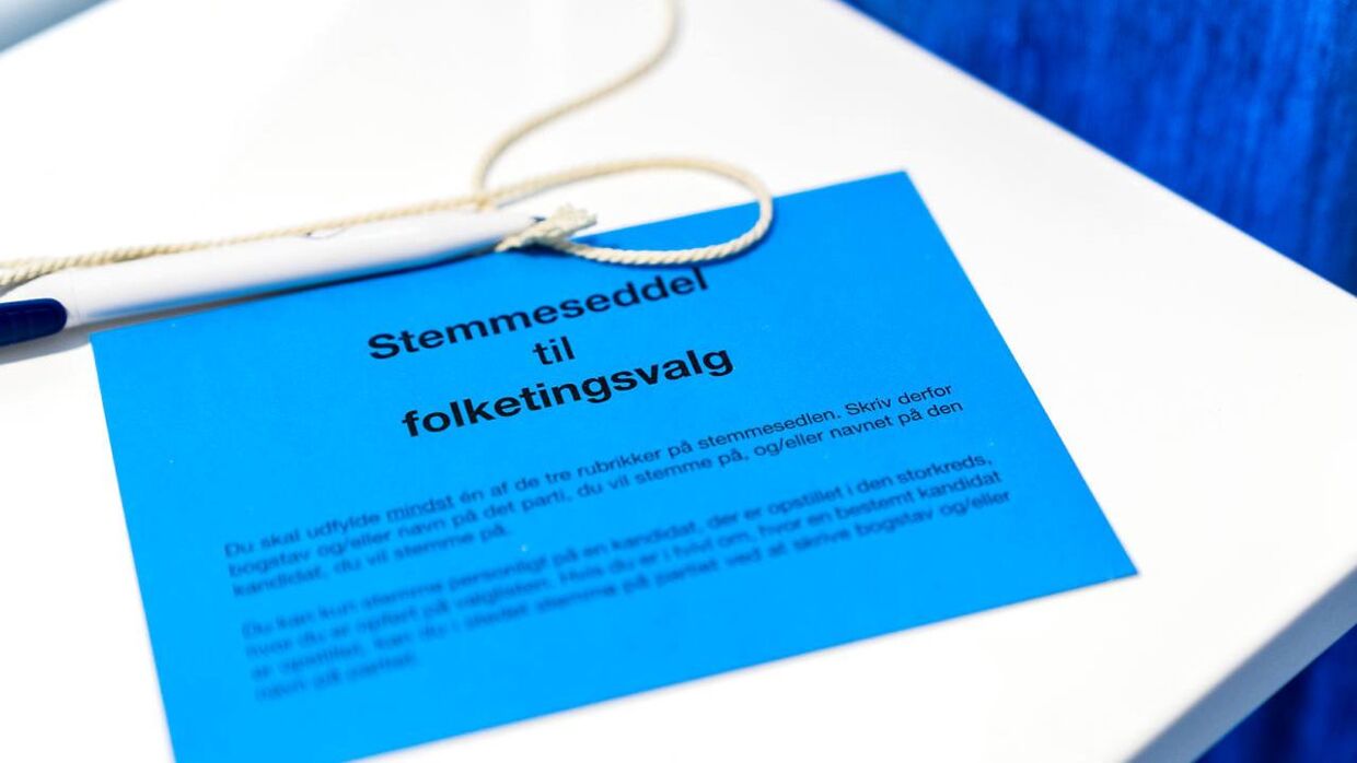 Stemmeseddel til afgivelse af brevstemme til folketingsvalget, torsdag den 27. oktober 2022.. (Foto: Ida Marie Odgaard/Ritzau Scanpix)