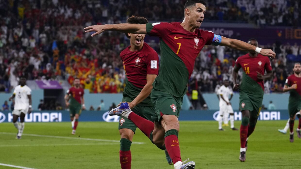 Cristiano Ronaldo har scoret i alt otte mål ved fem forskellige VM-slutrunder efter sin træffer mod Ghana. Manu Fernandez/Ritzau Scanpix