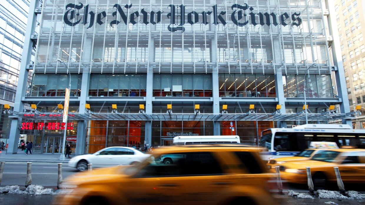 New York Times ramt af den største strejke på avisen siden slutningen af 1970'erne. Arkivfoto fra 2021. 
