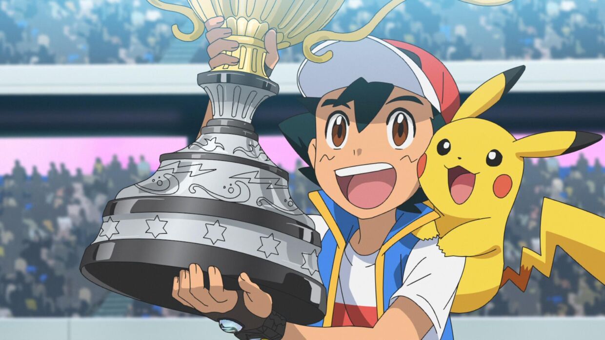Ash Ketchum og Pikachu sluttede på toppen, da de efter 25 år endelig vandt verdensmesterskabet. Foto: The Pokémon Company