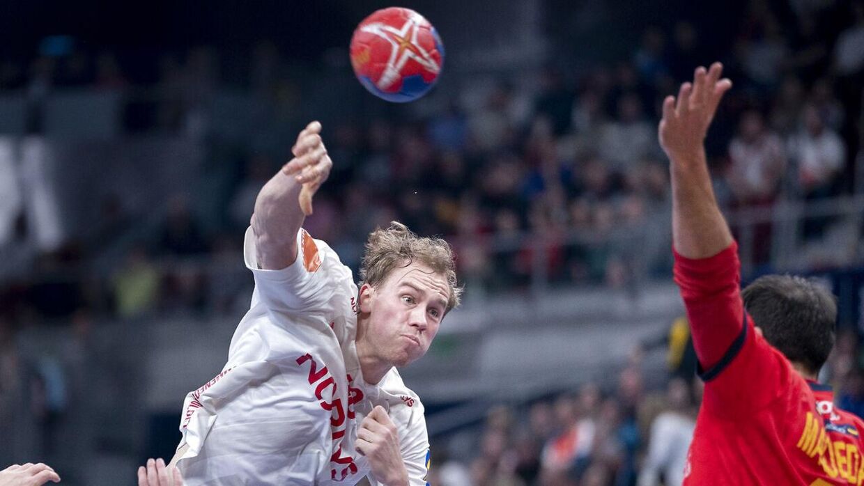 Simon Pytlick under semifinalen mellem Danmark-Spanien i ERGO Arena i Gdansk, Polen, fredag den 27. januar 2023.