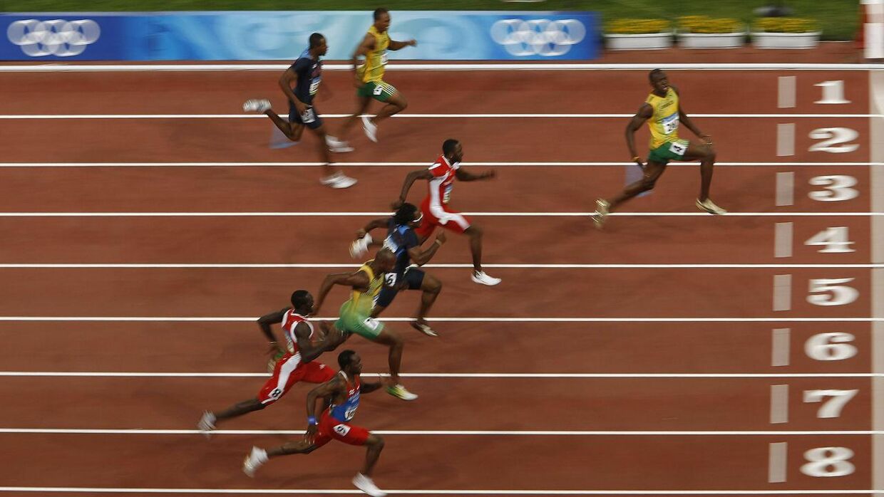 Bolt, da han vandt OL-guld i 100 meter i 2008.