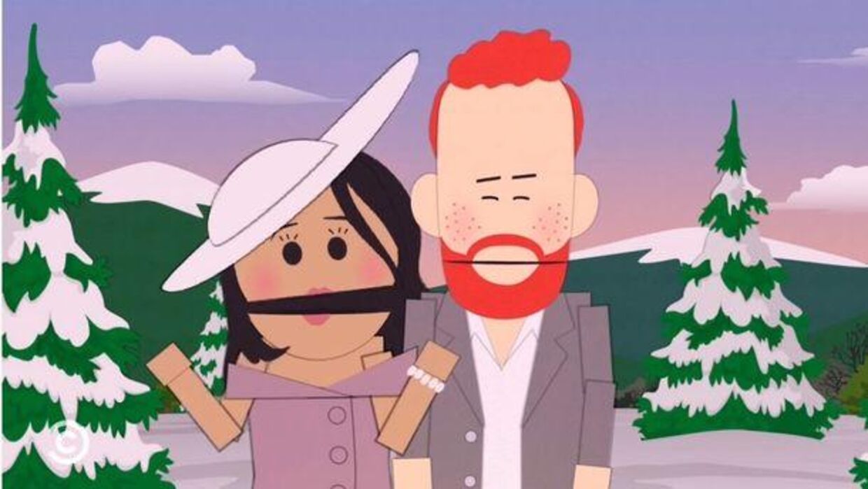 Hertuginde Meghan Markle og prins Harry i 'South Park'-afsnittet 'Worldwide Privacy Tour'.