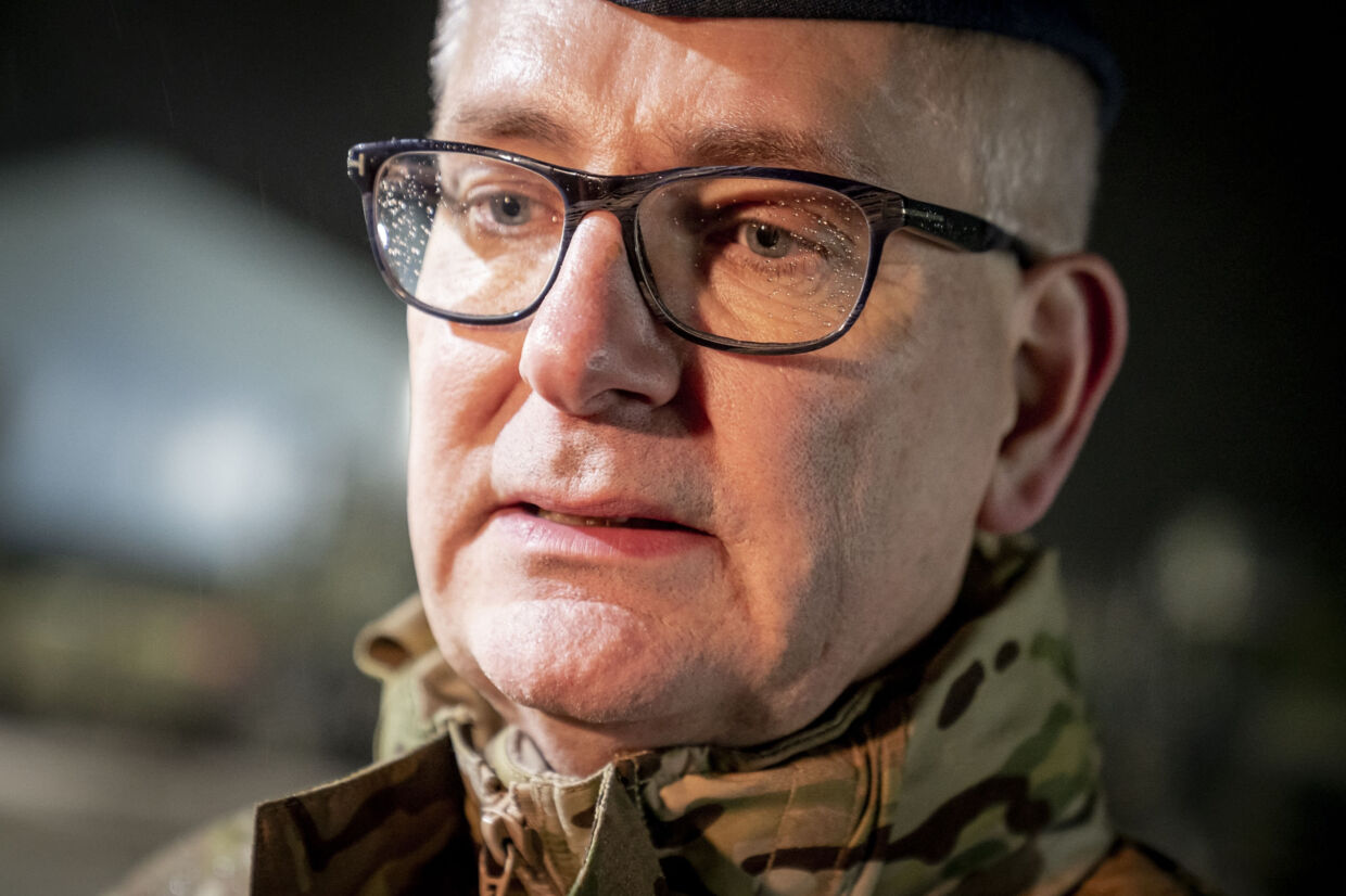 Forsvarschef Flemming Lentfer ses her under et besøg hos danske soldater i Letland i januar. (Arkivfoto). Mads Claus Rasmussen/Ritzau Scanpix