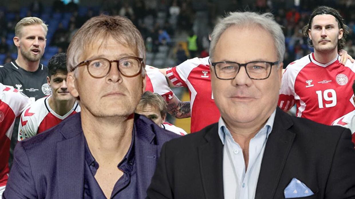 De to kommentatorer på henholdsvis TV 2 og Viaplay: Morten Bruun og Peter Kjær (th.)