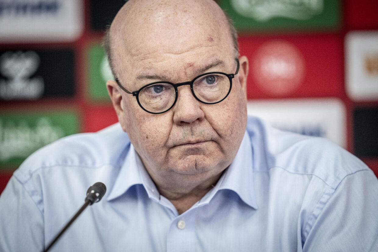 Jesper Møller ved det famøse pressemøde under VM i Qatar.