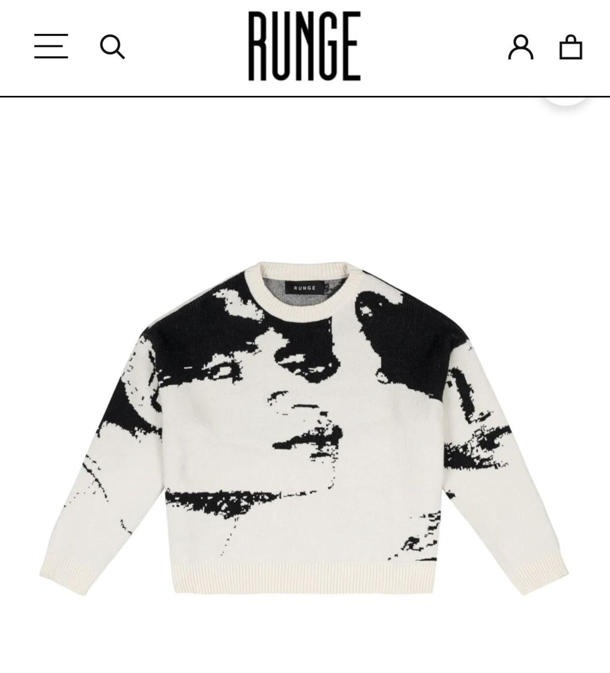 Sweater-designet på Runges hjemmeside, som blev lanceret i 2020, og som, Silas Runge mener, er blevet kopieret.