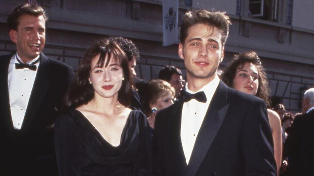 Shannen Doherty med sin 'Beverly Hills 90210'-kollega Jason Priestley i 1991.