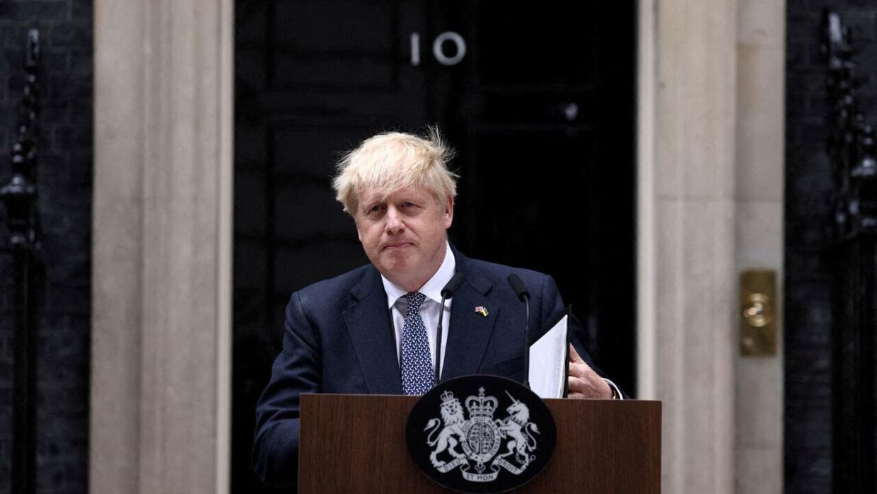 Arkivfoto. Boris Johnson foran 10 Downing Street.