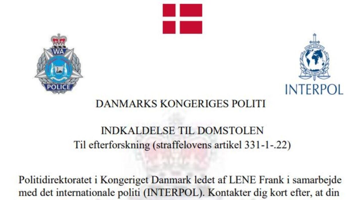 Det danske flag ser rigtigt ud, men ellers er der ikke meget, der stemmer i det brev, der er blevet sendt til Sydjyllands Politi.