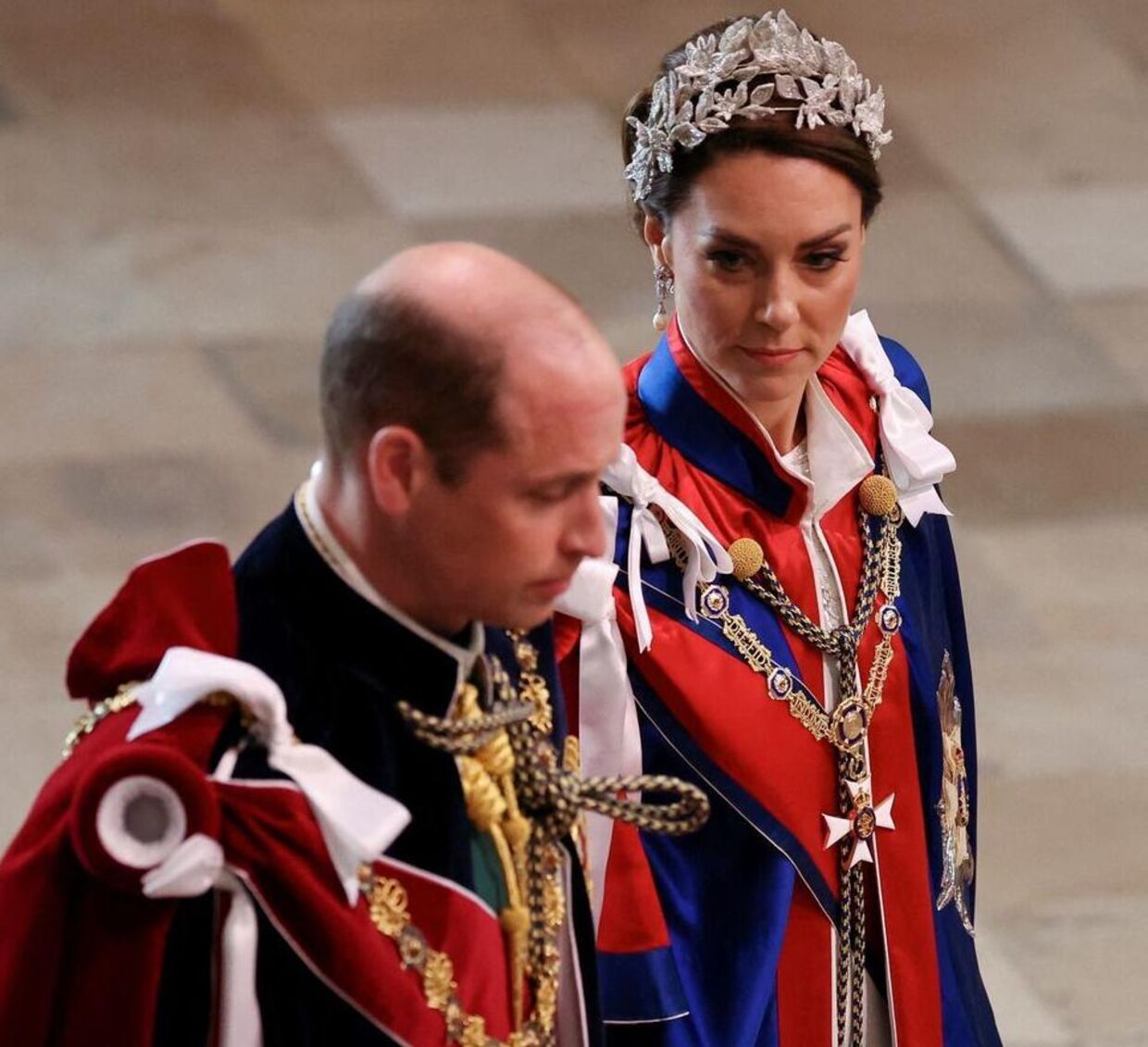 Prins William og prinsesse Kate, da de ankom til kroningen.