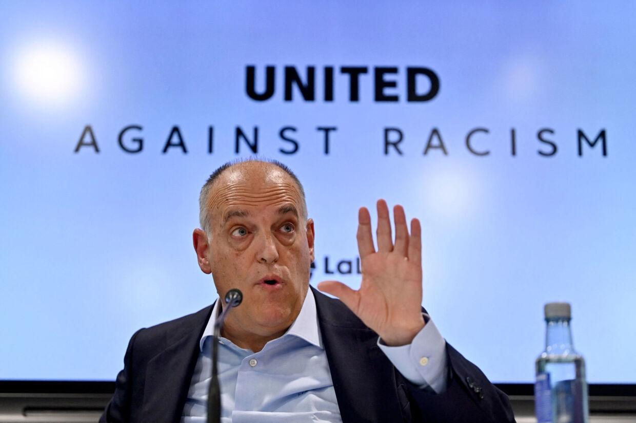Javier Tebas har opsat en meget ambitiøs plan for at udrydde racisme i spansk fodbold. (Arkivfoto). Oscar Del Pozo/Ritzau Scanpix