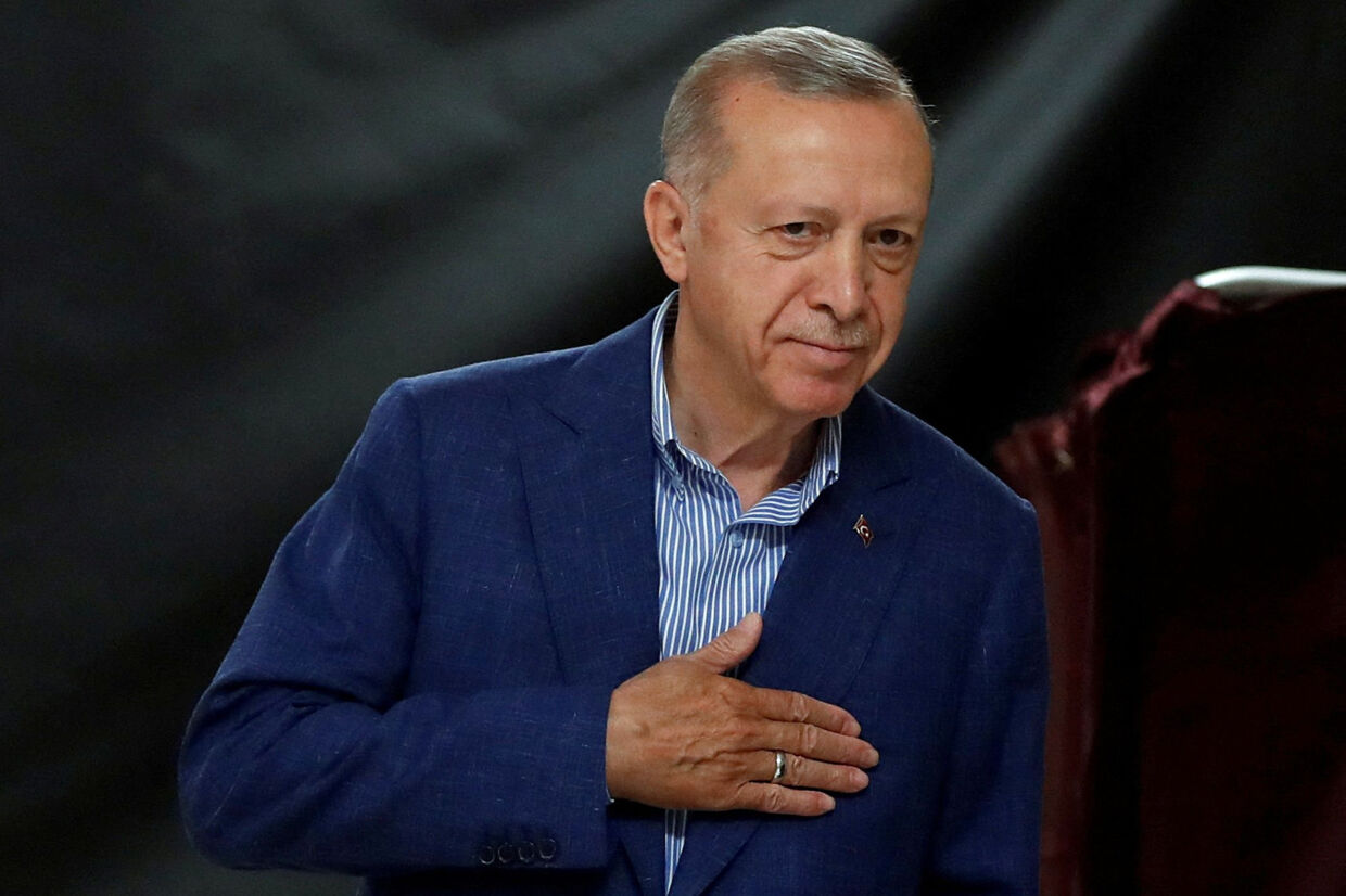 Tyrkiets præsident, Recep Tayyip Erdogan, på valgdagen. Murad Sezer/Ritzau Scanpix