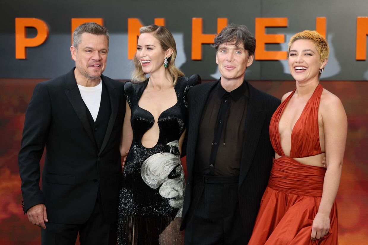 Skuespillerne Matt Damon, Emily Blunt, Cillian Murphy og Florence Pugh til den britiske premiere på deres film 'Oppenheimer'.