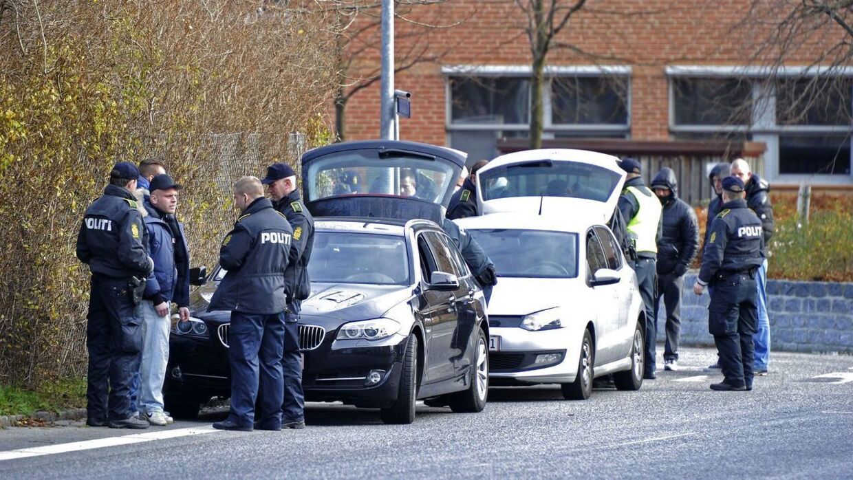 Politiet foran retten i Glostrup den 16. november 2011, hvor den dengang 25-årige Mazdak Fabricius blev dømt for drabet, der regnes for at have antændt bandekrigen. 