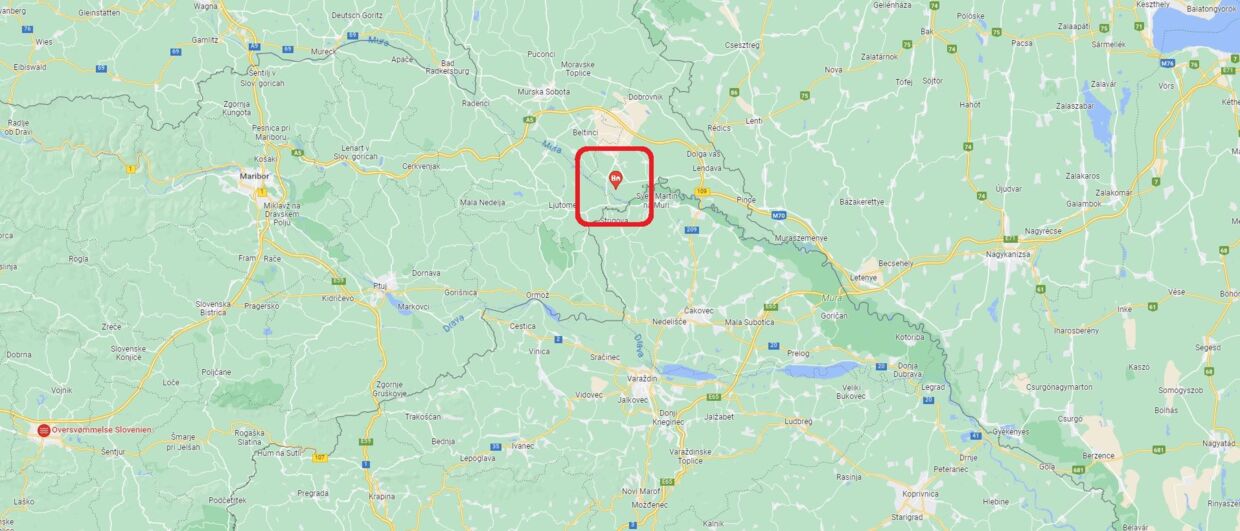 Doljna Bistrica ligger i den røde firkant,