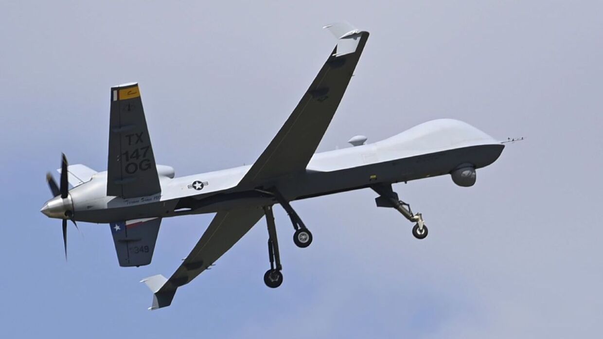 Sådan her ser den amerikanske MQ-9 Reaper-drone ud.