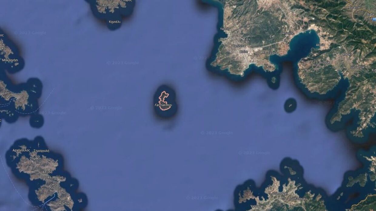 Den ubeboede græske ø Farmakonisi ligger i Ægæerhavet tæt på Tyrkiets kyst.