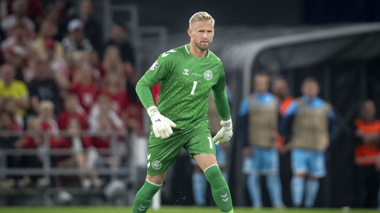 Kasper Schmeichel under EM-kvalifikationskampen mellem Danmark og San Marino i Parken i København, torsdag den 7. september 2023