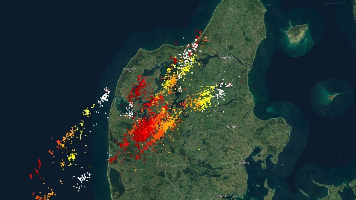 Nordvestjylland har været ramt af voldsomt uvejr mandag.