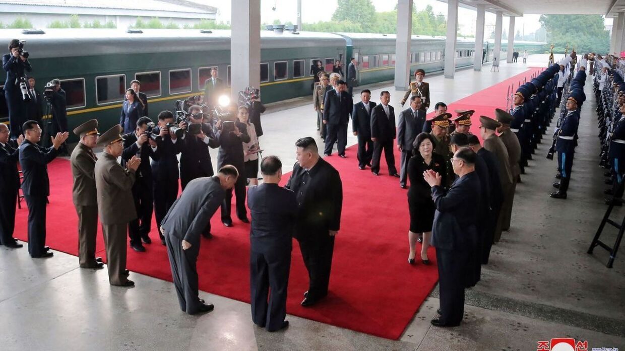 Sådan så det ud, da Kim forlod den nordkoreanske hovedstad Pyongyang. 