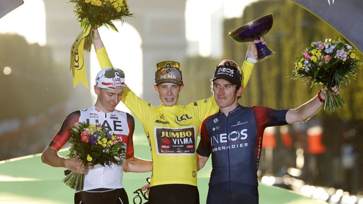 Geraint Thomas sluttede på podiet ved sidste års Tour de France – sammen med Tadej Pogacar og Jonas Vingegaard.