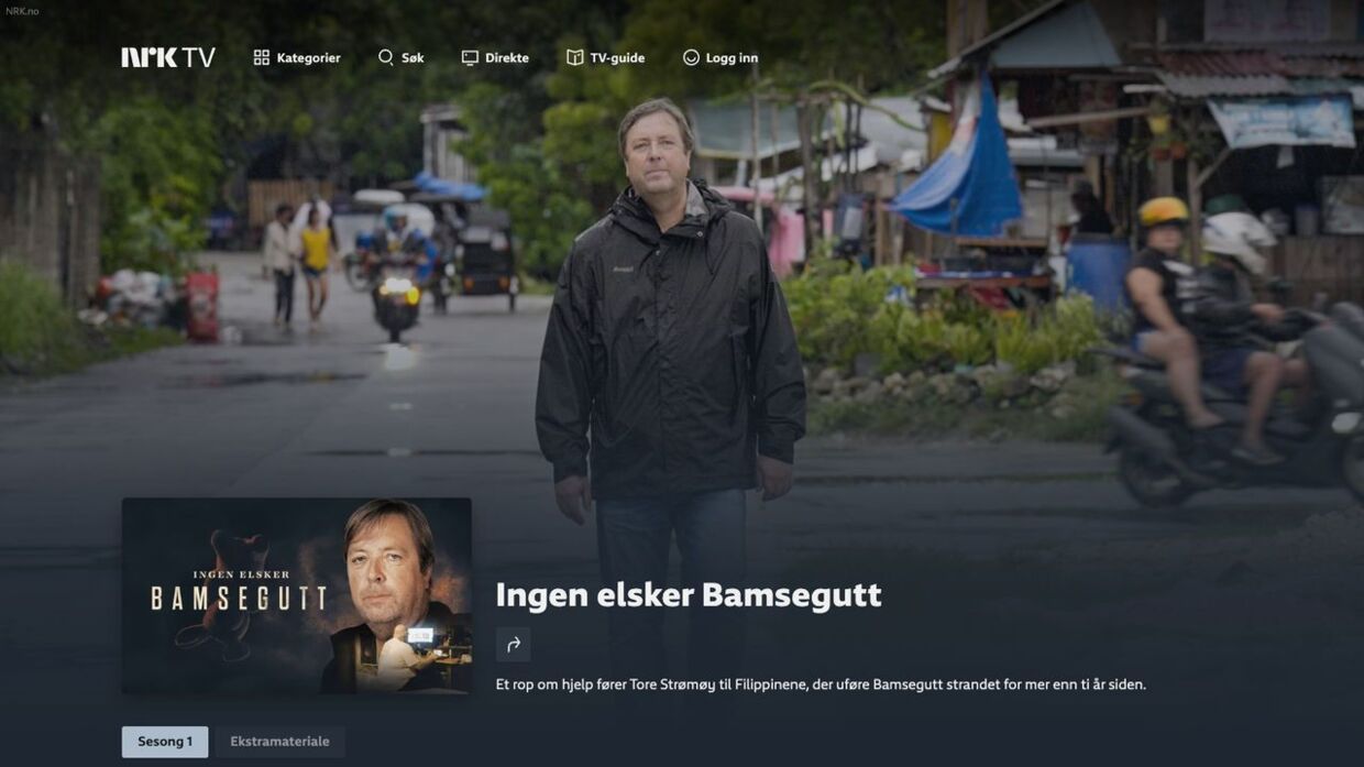 Sådan så det ud på NRK-hjemmesiden, da det stadig var muligt at se dokumentarserien 'Ingen elsker Bamsegutt'.