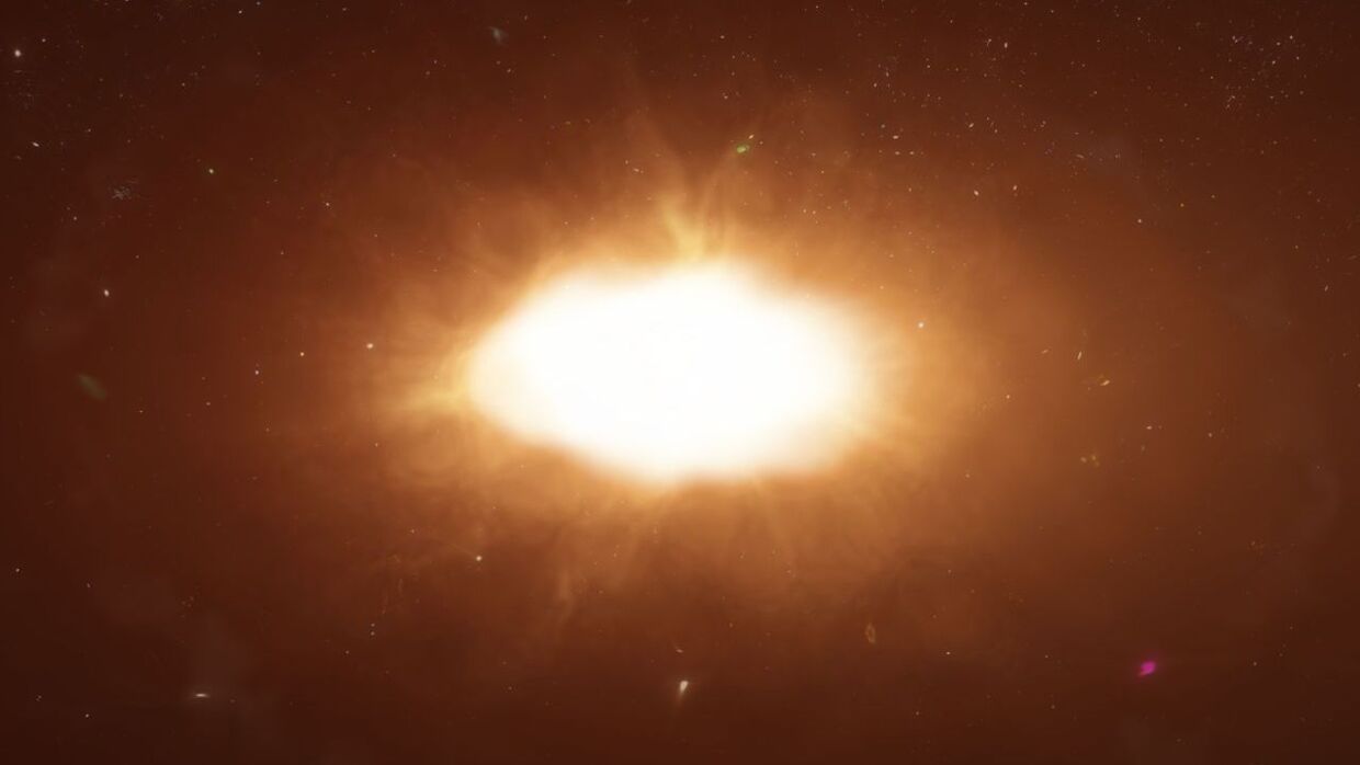 En illustration af den enorme stjerne Betelgeuse. 