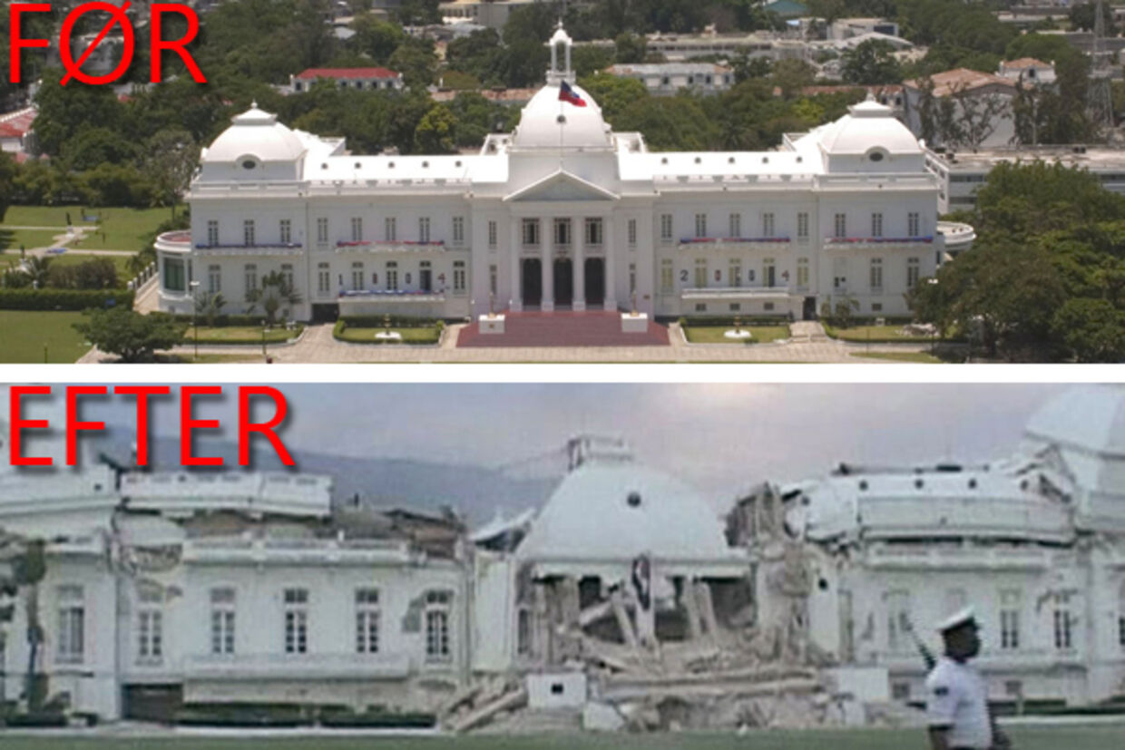 Jordskælvet har smadret præsidentpaladset i Haiti.