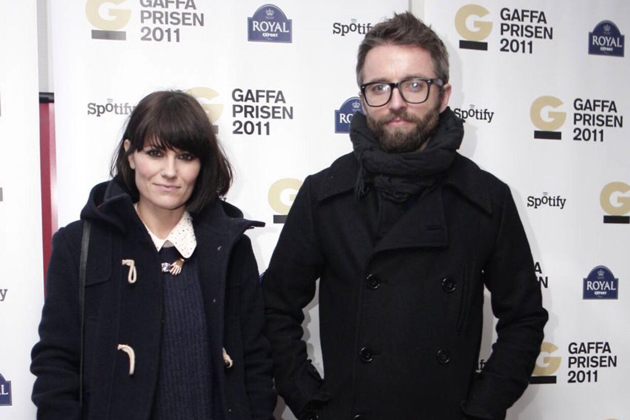 Pernille Rosendahl med sin mand Johan Wohlert til Gaffas prisuddeling. Til showet fortalte hun om deltagerne i den kommende omgang af X-factor. Foto: Martin Sylvest.