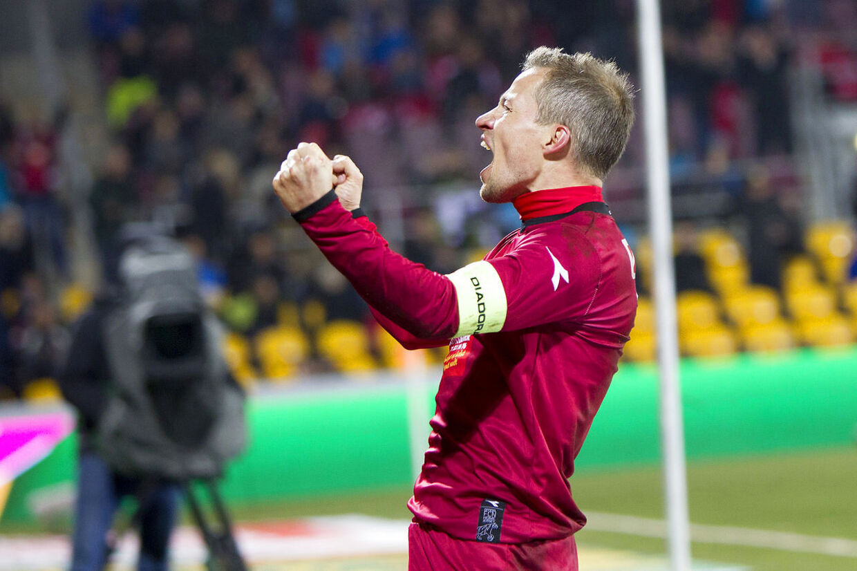 Nicolai Stokholm scorede kampens eneste mål i sejren over AGF mandag aften.