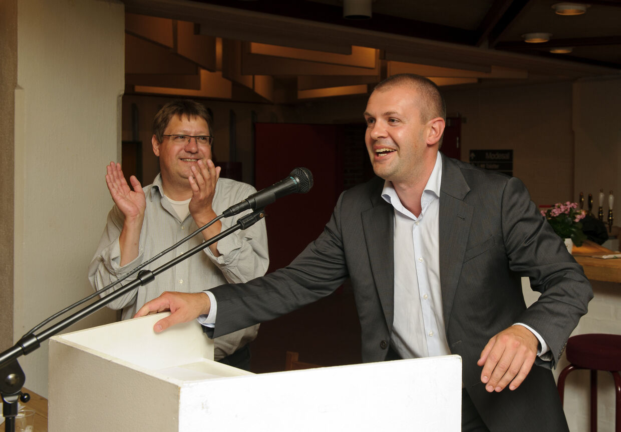 Her taler Bjarne Corydon efter, at han mandag aften blev valgt som kandidat for Socialdemokraterne i Esbjerg.