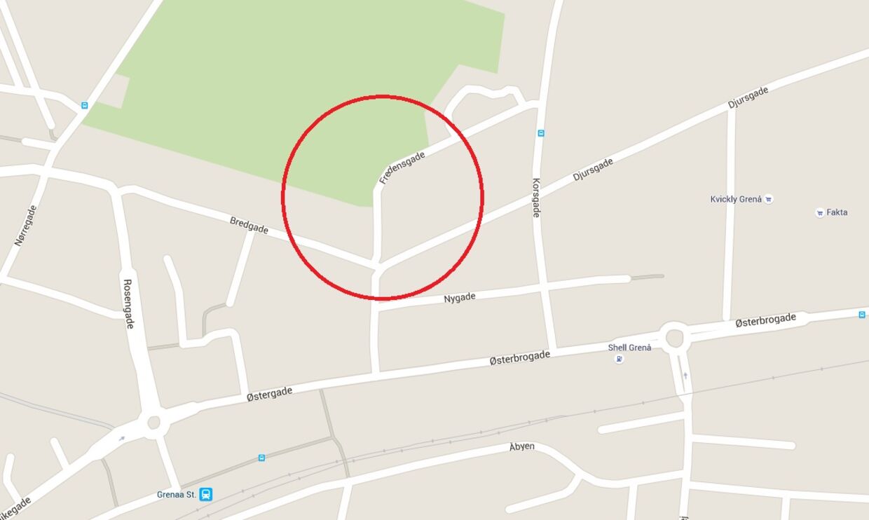 Voldsomt overfald i Grenå fredag eftermiddag. Foto: Google Maps