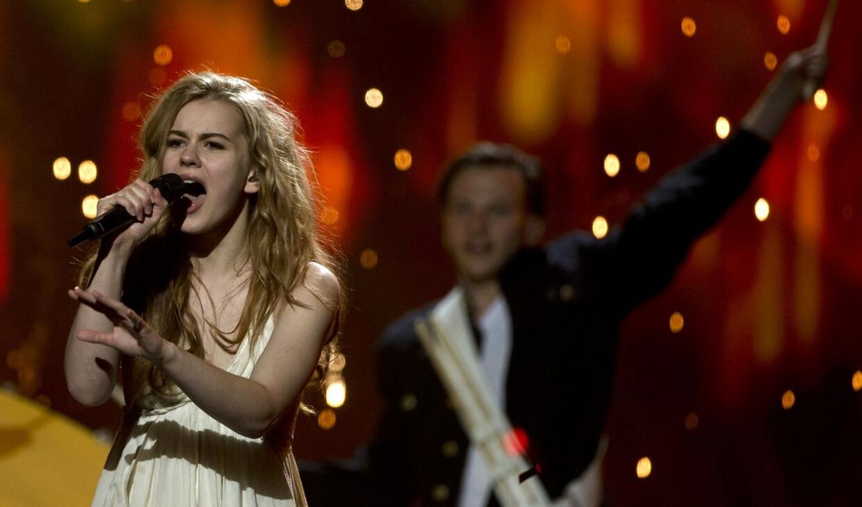 Denmark's Emmelie de Forest performs during a dress rehearsal for the 2013 Eurovision Song Contest in Malmo, on May 17, 2013. The finals of the 2013 Eurovision Song Contest will be held here on May 18, 2013. AFP PHOTO AFP PHOTO / JOHN MACDOUGALL