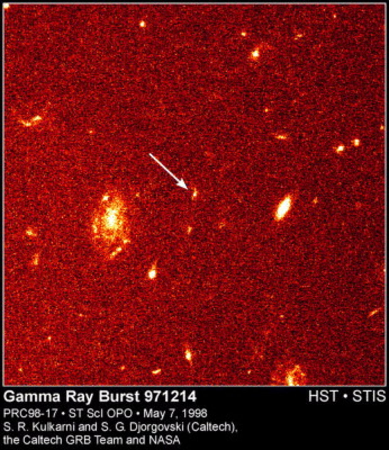 Her ses et gammaglimt - en voldsom energiudladning. Det tåler sammenligning med Big Bang.