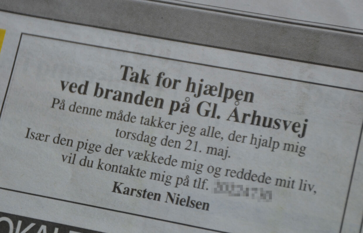 Annoncen, som Karsten Nielsen indrykkede i Viborg Stifts Folkeblad for at finde sin redningskvinde.