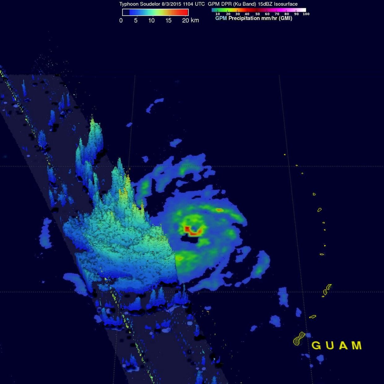 Årets hidtil kraftigste storm - Supertyfonen 'Soudelor' - i Stillehavet 4. august 2015&nbsp;&nbsp;