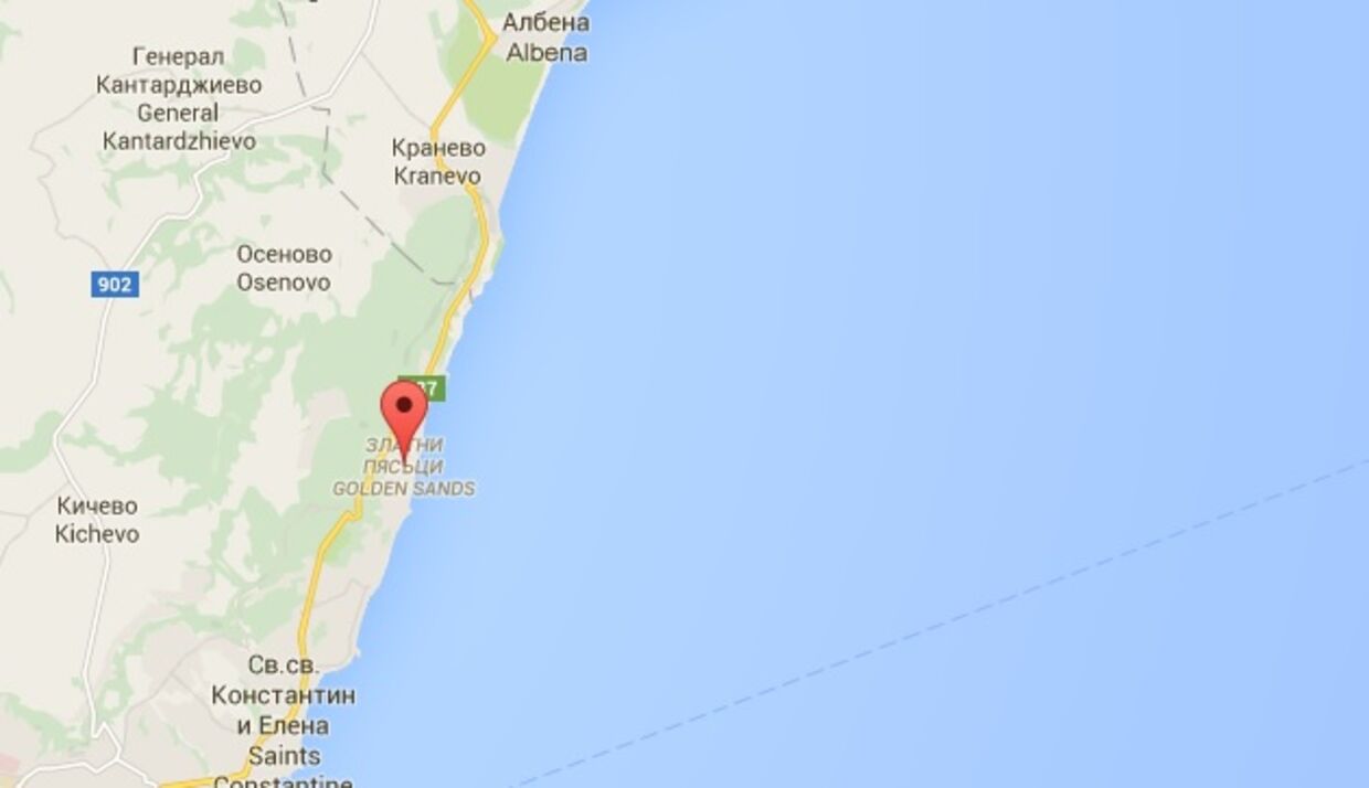 En ung dansker har mistet livet i feriebyen Golden Sands i Bulgarien. Foto: Google Maps. 