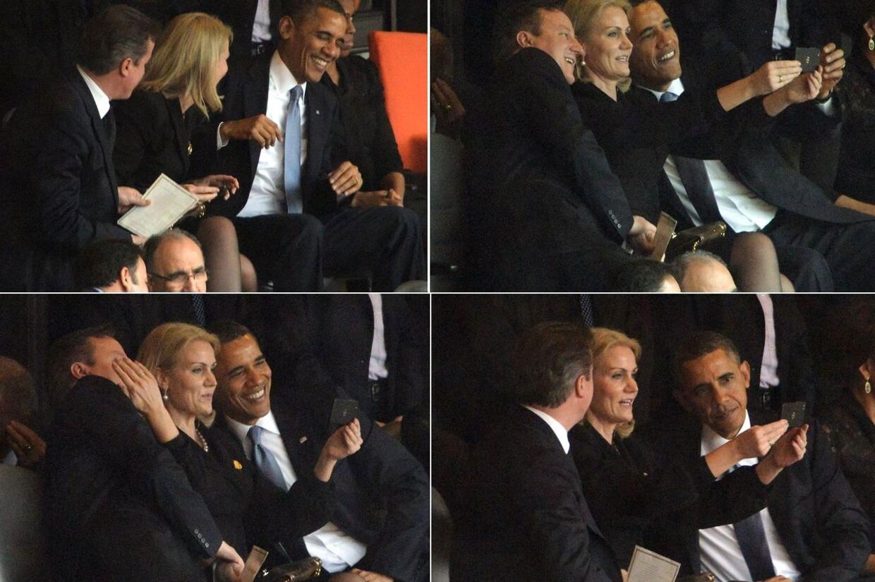 Barack Obama, David Cameron og Helle Thorning-Schmidt synes at hygge sig, når de er sammen.
